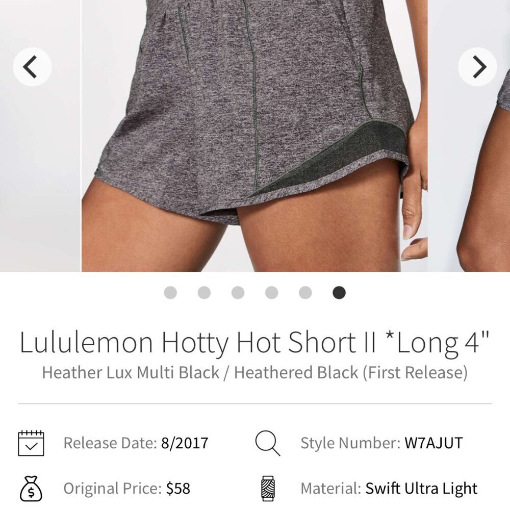 Lululemon Hotty Hot Short 2.5' Heather Lux Multi Black,Heathered Black SZ 6Tall - Picture 2 of 5